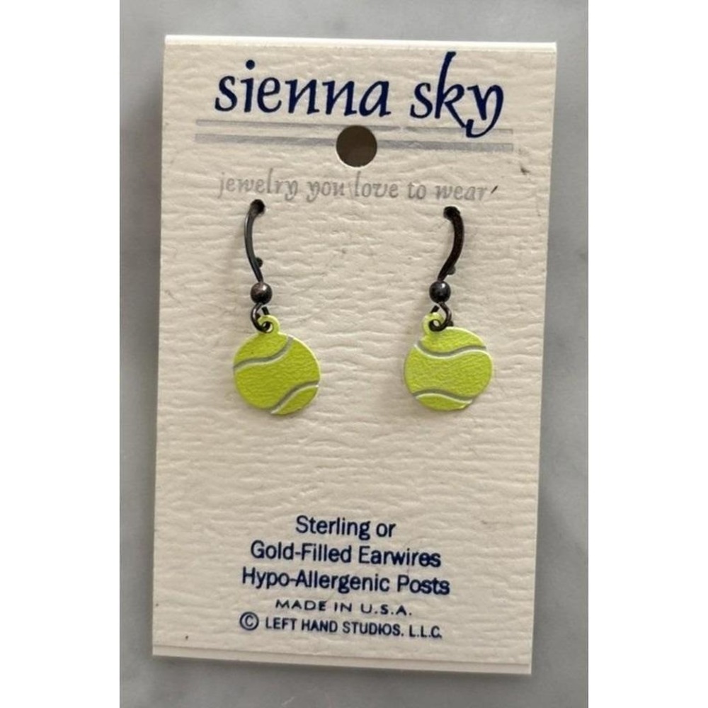 Sienna Sky Hypo-Allergenic Tennis Ball Earrings Athlete Sterling Gold Filled Set